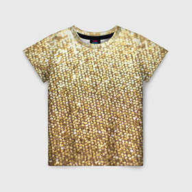 Детская футболка 3D с принтом Блёстки в Новосибирске, 100% гипоаллергенный полиэфир | прямой крой, круглый вырез горловины, длина до линии бедер, чуть спущенное плечо, ткань немного тянется | блеск | блёстки | блестяшки | золото