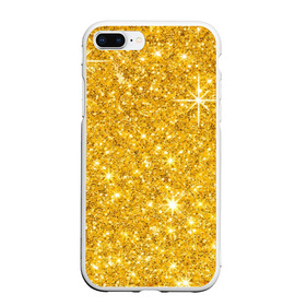 Чехол для iPhone 7Plus/8 Plus матовый с принтом Золотые звёзды в Новосибирске, Силикон | Область печати: задняя сторона чехла, без боковых панелей | блеск | звёзды | золото | ночь | сияние | темнота | черный