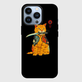 Чехол для iPhone 13 Pro с принтом Котик в Новосибирске,  |  | Тематика изображения на принте: животное | зверь | катана | кот | котейка | котик | котэ | лайки | лапка | мем | мемы | милый кот | мяу | неон | нож | отпечаток | след