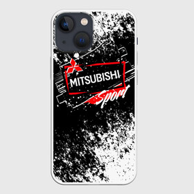 Чехол для iPhone 13 mini с принтом Mitsubishi SPORT в Новосибирске,  |  | auto | autosport | avto | car | mitsubishi | race | road | sport | street racing | авто | автоспорт | гонки | дорога | марка | машина | митсубиси | митсубиши | мицубиси | мицубиши | спорт | тачка | трасса