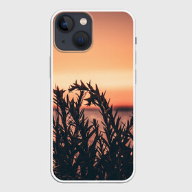 Чехол для iPhone 13 mini с принтом Трава растение закат силуэт в Новосибирске,  |  | закат | кусты | лето | на каждый день | природа | рассвет | растение | свет | силуэт