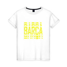 Женская футболка хлопок с принтом FC Barcelona | BARCA (2021) в Новосибирске, 100% хлопок | прямой крой, круглый вырез горловины, длина до линии бедер, слегка спущенное плечо | 0x000000123 | barca | barcelona | fcb | messi | барса | барселона | фкб