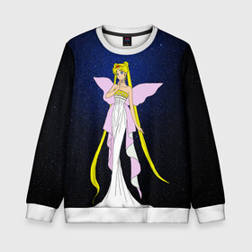 Детский свитшот 3D с принтом Принцесса Серенити в Новосибирске, 100% полиэстер | свободная посадка, прямой крой, мягкая тканевая резинка на рукавах и понизу свитшота | bunny | luna | princess | sailormoon | serenity | stars | tsukino | usagi | wings | ангел | девушка | детские | звездная | звезды | королева | корона | космические | крылья | луна | любовь | малышка | радуга | сейлормун | токио | усаги