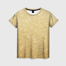 Женская футболка 3D с принтом Золотой песок в Новосибирске, 100% полиэфир ( синтетическое хлопкоподобное полотно) | прямой крой, круглый вырез горловины, длина до линии бедер | блеск | блёстки | золото | песок | розовое золото | розовый | сияние | стразы