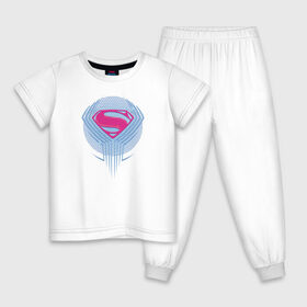 Детская пижама хлопок с принтом Superman в Новосибирске, 100% хлопок |  брюки и футболка прямого кроя, без карманов, на брюках мягкая резинка на поясе и по низу штанин
 | justice league movie (2017) | superman | vdpartat | знак | лига справедливости | логотип | супермен