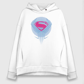 Женское худи Oversize хлопок с принтом Superman в Новосибирске, френч-терри — 70% хлопок, 30% полиэстер. Мягкий теплый начес внутри —100% хлопок | боковые карманы, эластичные манжеты и нижняя кромка, капюшон на магнитной кнопке | justice league movie (2017) | superman | vdpartat | знак | лига справедливости | логотип | супермен