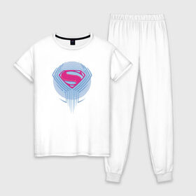 Женская пижама хлопок с принтом Superman в Новосибирске, 100% хлопок | брюки и футболка прямого кроя, без карманов, на брюках мягкая резинка на поясе и по низу штанин | justice league movie (2017) | superman | vdpartat | знак | лига справедливости | логотип | супермен