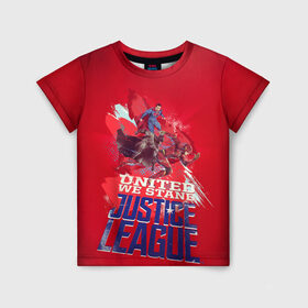 Детская футболка 3D с принтом Justice League в Новосибирске, 100% гипоаллергенный полиэфир | прямой крой, круглый вырез горловины, длина до линии бедер, чуть спущенное плечо, ткань немного тянется | batman | flesh | justice league movie | superman | vdpartat | бетмен | лига справедливости | супермен | флеш