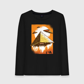 Женский лонгслив хлопок с принтом Пирамиды и НЛО в Новосибирске, 100% хлопок |  | alien | aliens | pyramid | ufo | бедуин | верблюд | древняя | египет | инопланетяне | корабли | космические | летающая тарелка | летающие тарелки | марсиане | нло | пирамида | пирамиды | поставили | построили