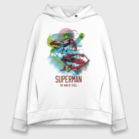 Женское худи Oversize хлопок с принтом SUPERMAN в Новосибирске, френч-терри — 70% хлопок, 30% полиэстер. Мягкий теплый начес внутри —100% хлопок | боковые карманы, эластичные манжеты и нижняя кромка, капюшон на магнитной кнопке | man | steel | superman | vdzajul | супермен | супермэн