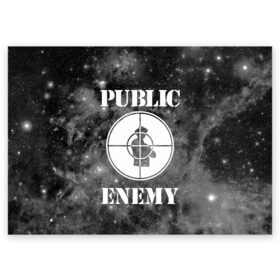 Поздравительная открытка с принтом PUBLIC ENEMY в Новосибирске, 100% бумага | плотность бумаги 280 г/м2, матовая, на обратной стороне линовка и место для марки
 | public enemy | rap | музыка | паблик энеми | рэп