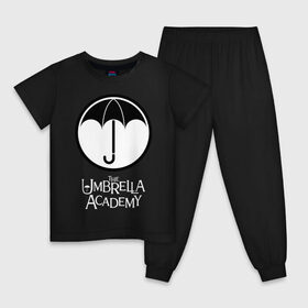 Детская пижама хлопок с принтом Академия Амбрелла в Новосибирске, 100% хлопок |  брюки и футболка прямого кроя, без карманов, на брюках мягкая резинка на поясе и по низу штанин
 | the umbrella academy | umbrella | академия амбрелла | амбрелла | герб | зонтик