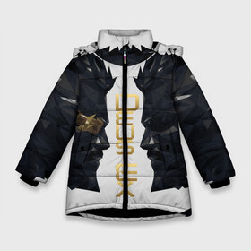 Зимняя куртка для девочек 3D с принтом Deus Ex в Новосибирске, ткань верха — 100% полиэстер; подклад — 100% полиэстер, утеплитель — 100% полиэстер. | длина ниже бедра, удлиненная спинка, воротник стойка и отстегивающийся капюшон. Есть боковые карманы с листочкой на кнопках, утяжки по низу изделия и внутренний карман на молнии. 

Предусмотрены светоотражающий принт на спинке, радужный светоотражающий элемент на пуллере молнии и на резинке для утяжки. | adam jensen | cyberpunk | deus ex | eidos montreal | games | human revolution | low poly | mankind divided | square enix | адам дженсен | бог из | игры | киберпанк