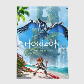 Постер с принтом Horizon Forbidden West в Новосибирске, 100% бумага
 | бумага, плотность 150 мг. Матовая, но за счет высокого коэффициента гладкости имеет небольшой блеск и дает на свету блики, но в отличии от глянцевой бумаги не покрыта лаком | Тематика изображения на принте: aloy | guerrilla games | horizon forbidden west | hunt | zero dawn | горизонт | запретный запад | игры | нулевой рассвет | охота | элой