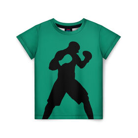 Детская футболка 3D с принтом Боксер в Новосибирске, 100% гипоаллергенный полиэфир | прямой крой, круглый вырез горловины, длина до линии бедер, чуть спущенное плечо, ткань немного тянется | ufc | бег | бокс | гантели | груша | кикбоксинг | ринг | спорт | удар | физкультура