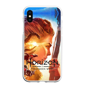 Чехол для iPhone XS Max матовый с принтом Horizon Forbidden West в Новосибирске, Силикон | Область печати: задняя сторона чехла, без боковых панелей | Тематика изображения на принте: aloy | guerrilla games | horizon forbidden west | hunt | zero dawn | горизонт | запретный запад | игры | нулевой рассвет | охота | элой