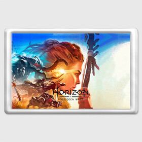 Магнит 45*70 с принтом Horizon Forbidden West в Новосибирске, Пластик | Размер: 78*52 мм; Размер печати: 70*45 | Тематика изображения на принте: aloy | guerrilla games | horizon forbidden west | hunt | zero dawn | горизонт | запретный запад | игры | нулевой рассвет | охота | элой