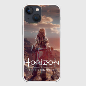 Чехол для iPhone 13 mini с принтом Horizon Forbidden West в Новосибирске,  |  | aloy | guerrilla games | horizon forbidden west | hunt | zero dawn | горизонт | запретный запад | игры | нулевой рассвет | охота | элой