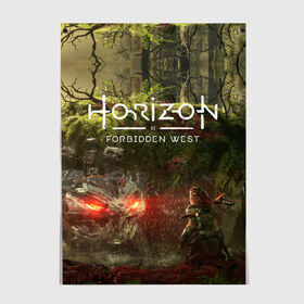 Постер с принтом Horizon Forbidden West в Новосибирске, 100% бумага
 | бумага, плотность 150 мг. Матовая, но за счет высокого коэффициента гладкости имеет небольшой блеск и дает на свету блики, но в отличии от глянцевой бумаги не покрыта лаком | Тематика изображения на принте: aloy | guerrilla games | horizon forbidden west | hunt | zero dawn | горизонт | запретный запад | игры | нулевой рассвет | охота | элой