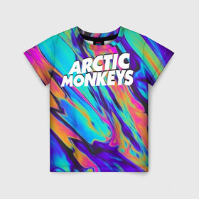 Детская футболка 3D с принтом ARCTIC MONKEYS в Новосибирске, 100% гипоаллергенный полиэфир | прямой крой, круглый вырез горловины, длина до линии бедер, чуть спущенное плечо, ткань немного тянется | Тематика изображения на принте: alex turner | arctic monkeys | rock | алекс тернер | арктик манкис | рок