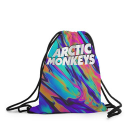 Рюкзак-мешок 3D с принтом ARCTIC MONKEYS в Новосибирске, 100% полиэстер | плотность ткани — 200 г/м2, размер — 35 х 45 см; лямки — толстые шнурки, застежка на шнуровке, без карманов и подкладки | Тематика изображения на принте: alex turner | arctic monkeys | rock | алекс тернер | арктик манкис | рок