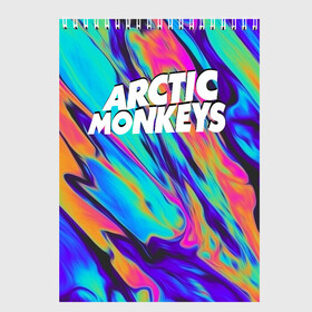 Скетчбук с принтом ARCTIC MONKEYS в Новосибирске, 100% бумага
 | 48 листов, плотность листов — 100 г/м2, плотность картонной обложки — 250 г/м2. Листы скреплены сверху удобной пружинной спиралью | alex turner | arctic monkeys | rock | алекс тернер | арктик манкис | рок
