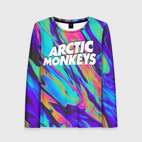 Женский лонгслив 3D с принтом ARCTIC MONKEYS в Новосибирске, 100% полиэстер | длинные рукава, круглый вырез горловины, полуприлегающий силуэт | Тематика изображения на принте: alex turner | arctic monkeys | rock | алекс тернер | арктик манкис | рок