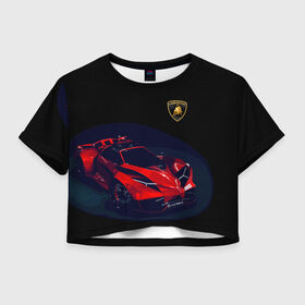 Женская футболка Crop-top 3D с принтом Lamborghini Diverso в Новосибирске, 100% полиэстер | круглая горловина, длина футболки до линии талии, рукава с отворотами | bolide | car | italy | lamborghini | motorsport | power.prestige | автомобиль | автоспорт | болид | италия | ламборгини | мощь | престиж