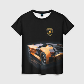 Женская футболка 3D с принтом Lamborghini в Новосибирске, 100% полиэфир ( синтетическое хлопкоподобное полотно) | прямой крой, круглый вырез горловины, длина до линии бедер | bolide | car | italy | lamborghini | motorsport | power.prestige | автомобиль | автоспорт | болид | италия | ламборгини | мощь | престиж