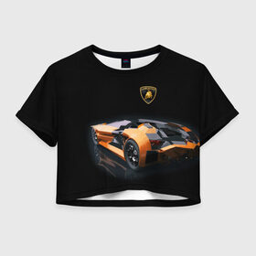 Женская футболка Crop-top 3D с принтом Lamborghini в Новосибирске, 100% полиэстер | круглая горловина, длина футболки до линии талии, рукава с отворотами | bolide | car | italy | lamborghini | motorsport | power.prestige | автомобиль | автоспорт | болид | италия | ламборгини | мощь | престиж