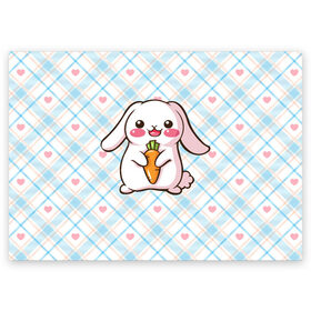 Поздравительная открытка с принтом Милый зайка в Новосибирске, 100% бумага | плотность бумаги 280 г/м2, матовая, на обратной стороне линовка и место для марки
 | Тематика изображения на принте: веган | вегетарианец | животное | зайцы | зайчик | зайчонок | заяц | кролик | кроль | крольчонок | овощи | пушистик