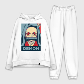 Женский костюм хлопок Oversize с принтом NEZUKO DEMON в Новосибирске,  |  | anime | nezuko | клинок рассекающий демонов