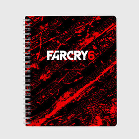 Тетрадь с принтом FAR CRY 6 в Новосибирске, 100% бумага | 48 листов, плотность листов — 60 г/м2, плотность картонной обложки — 250 г/м2. Листы скреплены сбоку удобной пружинной спиралью. Уголки страниц и обложки скругленные. Цвет линий — светло-серый
 | антон кастильо | брызги | во все тяжкие | джанкарло эспозито | диего | дэни рохас | краска | лого | логотип | надпись | стелс | тайны коко | фар край 6 | эcперанcе | энтони гонсалес | яра