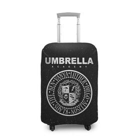 Чехол для чемодана 3D с принтом Академия Амбрелла в Новосибирске, 86% полиэфир, 14% спандекс | двустороннее нанесение принта, прорези для ручек и колес | the umbrella academy | umbrella | академия амбрелла | амбрелла | герб | зонтик