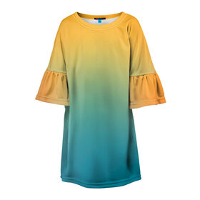 Детское платье 3D с принтом Мягкий летний градиент в Новосибирске, 100% полиэстер | прямой силуэт, чуть расширенный к низу. Круглая горловина, на рукавах — воланы | градиент | для всех | желтый | зеленый | летний | на каждый день | обычный | переход | повседневный | яркий
