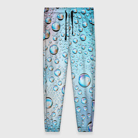 Женские брюки 3D с принтом Капли голубой роса стекло вода в Новосибирске, полиэстер 100% | прямой крой, два кармана без застежек по бокам, с мягкой трикотажной резинкой на поясе и по низу штанин. В поясе для дополнительного комфорта — широкие завязки | вода | градиент | для всех | дождь | капли | летний | на каждый день | обычный | окно | поверхность | повседневный | размытость | роса | стекло