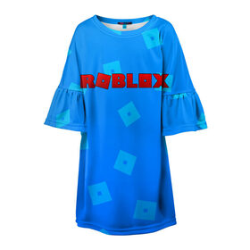 Детское платье 3D с принтом Roblox в Новосибирске, 100% полиэстер | прямой силуэт, чуть расширенный к низу. Круглая горловина, на рукавах — воланы | blox | game | gamer | minecraft | roblox | roblox logo | игра | казуальная игра | конструктор | раблокс | роблок | роблоки | роблокс | роблокс лого | роблокс логотип
