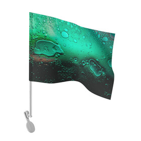 Флаг для автомобиля с принтом Зеленые капли клетки в Новосибирске, 100% полиэстер | Размер: 30*21 см | биология | вода | градиент | для всех | дождь | капли | клетки | летний | на каждый день | обычный | окно | поверхность | повседневный | размытость | роса | стекло