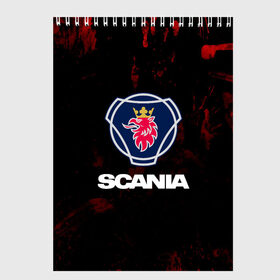 Скетчбук с принтом Scania в Новосибирске, 100% бумага
 | 48 листов, плотность листов — 100 г/м2, плотность картонной обложки — 250 г/м2. Листы скреплены сверху удобной пружинной спиралью | Тематика изображения на принте: scania | автобус | грузовик | дальнобой | дальнобойщик | лев | скания | фура | шведское авто