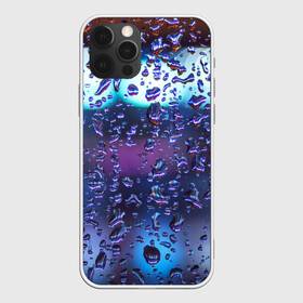 Чехол для iPhone 12 Pro с принтом Капли на стекле макро в Новосибирске, силикон | область печати: задняя сторона чехла, без боковых панелей | брызги | вода | градиент | дождь | капли | макро | поверхность | повседневный | роса | стекло | текстура