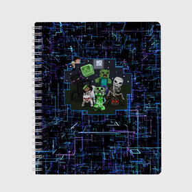 Тетрадь с принтом Minecraft Майнкрафт в Новосибирске, 100% бумага | 48 листов, плотность листов — 60 г/м2, плотность картонной обложки — 250 г/м2. Листы скреплены сбоку удобной пружинной спиралью. Уголки страниц и обложки скругленные. Цвет линий — светло-серый
 | craft | creeper | game | mine | minecraft | pixel | roblox | блоки | грифер | игры | квадраты | компьютерная игра | крипер | маинкрафт | майн | майнкравт | майнкрафт | маркус перссон | пиксель | роблокс | шахта
