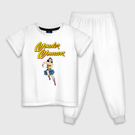 Детская пижама хлопок с принтом Приключения Дианы в Новосибирске, 100% хлопок |  брюки и футболка прямого кроя, без карманов, на брюках мягкая резинка на поясе и по низу штанин
 | dc | diana | vdsvar | warner bros. | warner premiere | wonder woman | чудо женщина