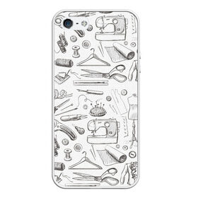 Чехол для iPhone 5/5S матовый с принтом для швеи в Новосибирске, Силикон | Область печати: задняя сторона чехла, без боковых панелей | handmade | иголка | инструменты для шитья | хэндмэйд | швея | шить