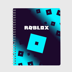 Тетрадь с принтом ROBLOX РОБЛОКС в Новосибирске, 100% бумага | 48 листов, плотность листов — 60 г/м2, плотность картонной обложки — 250 г/м2. Листы скреплены сбоку удобной пружинной спиралью. Уголки страниц и обложки скругленные. Цвет линий — светло-серый
 | blocks | blox | game | games | logo | minecraft | mobile | online | roblocks | roblox | robux | studio | блоки | игра | игры | квадрат | квадратик | кщидщч | лого | логотип | майнкрафт | онлайн | роблокс | робукс | символ | символы | студия
