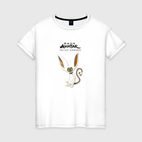 Женская футболка хлопок с принтом Момо 2/Аватар Легенда об Аанге в Новосибирске, 100% хлопок | прямой крой, круглый вырез горловины, длина до линии бедер, слегка спущенное плечо | аанг | аанге | аватар | аппа | катара | легенда | момо | об