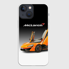 Чехол для iPhone 13 mini с принтом McLaren в Новосибирске,  |  | Тематика изображения на принте: bolide | car | mclaren | motorsport | power | prestige | автомобиль | автоспорт | болид | мощь | престиж