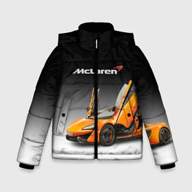 Зимняя куртка для мальчиков 3D с принтом McLaren в Новосибирске, ткань верха — 100% полиэстер; подклад — 100% полиэстер, утеплитель — 100% полиэстер | длина ниже бедра, удлиненная спинка, воротник стойка и отстегивающийся капюшон. Есть боковые карманы с листочкой на кнопках, утяжки по низу изделия и внутренний карман на молнии. 

Предусмотрены светоотражающий принт на спинке, радужный светоотражающий элемент на пуллере молнии и на резинке для утяжки | bolide | car | mclaren | motorsport | power | prestige | автомобиль | автоспорт | болид | мощь | престиж