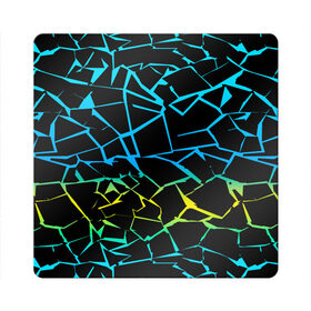 Магнит виниловый Квадрат с принтом НЕОНОВЫЙ ГРАДИЕНТ в Новосибирске, полимерный материал с магнитным слоем | размер 9*9 см, закругленные углы | Тематика изображения на принте: геометрия | градиент | лед | молнии | неон | пестрый | полосы | разлом | синий | спортивный | стекло | текстура
