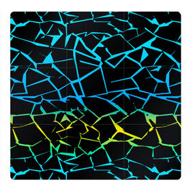 Магнитный плакат 3Х3 с принтом НЕОНОВЫЙ ГРАДИЕНТ в Новосибирске, Полимерный материал с магнитным слоем | 9 деталей размером 9*9 см | геометрия | градиент | лед | молнии | неон | пестрый | полосы | разлом | синий | спортивный | стекло | текстура
