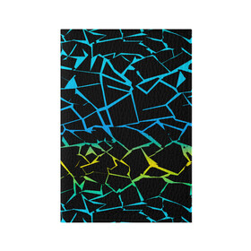 Обложка для паспорта матовая кожа с принтом НЕОНОВЫЙ ГРАДИЕНТ в Новосибирске, натуральная матовая кожа | размер 19,3 х 13,7 см; прозрачные пластиковые крепления | геометрия | градиент | лед | молнии | неон | пестрый | полосы | разлом | синий | спортивный | стекло | текстура